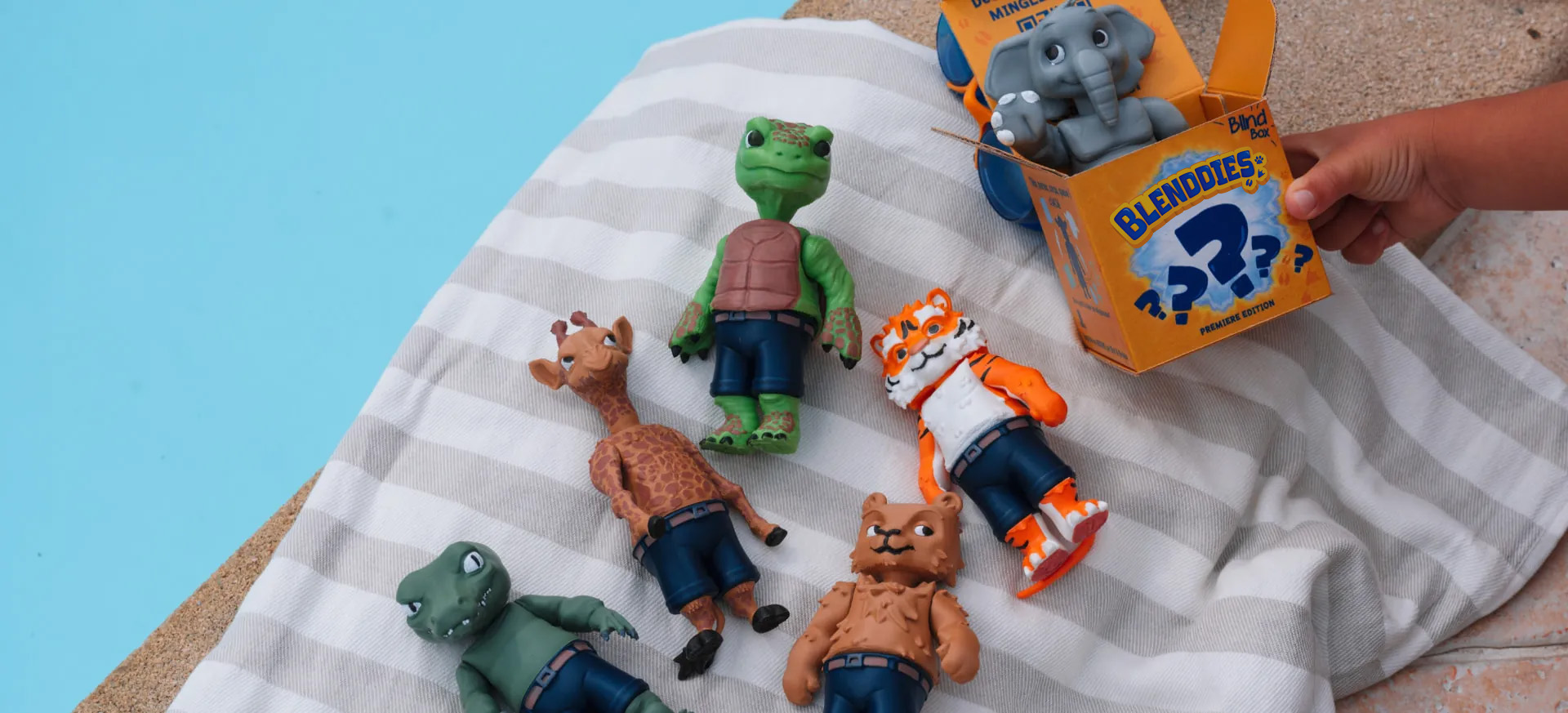 Les 6 figurines magnétiques Blenddies : girafe, lion, tigre, elephant, tortue et crocodile